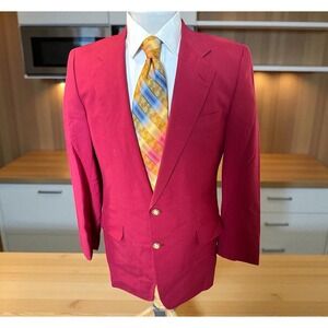Hickey Freeman Boardroom Blazer Red Gold Buttons Wool Blend Coat Jacket Mens 39R